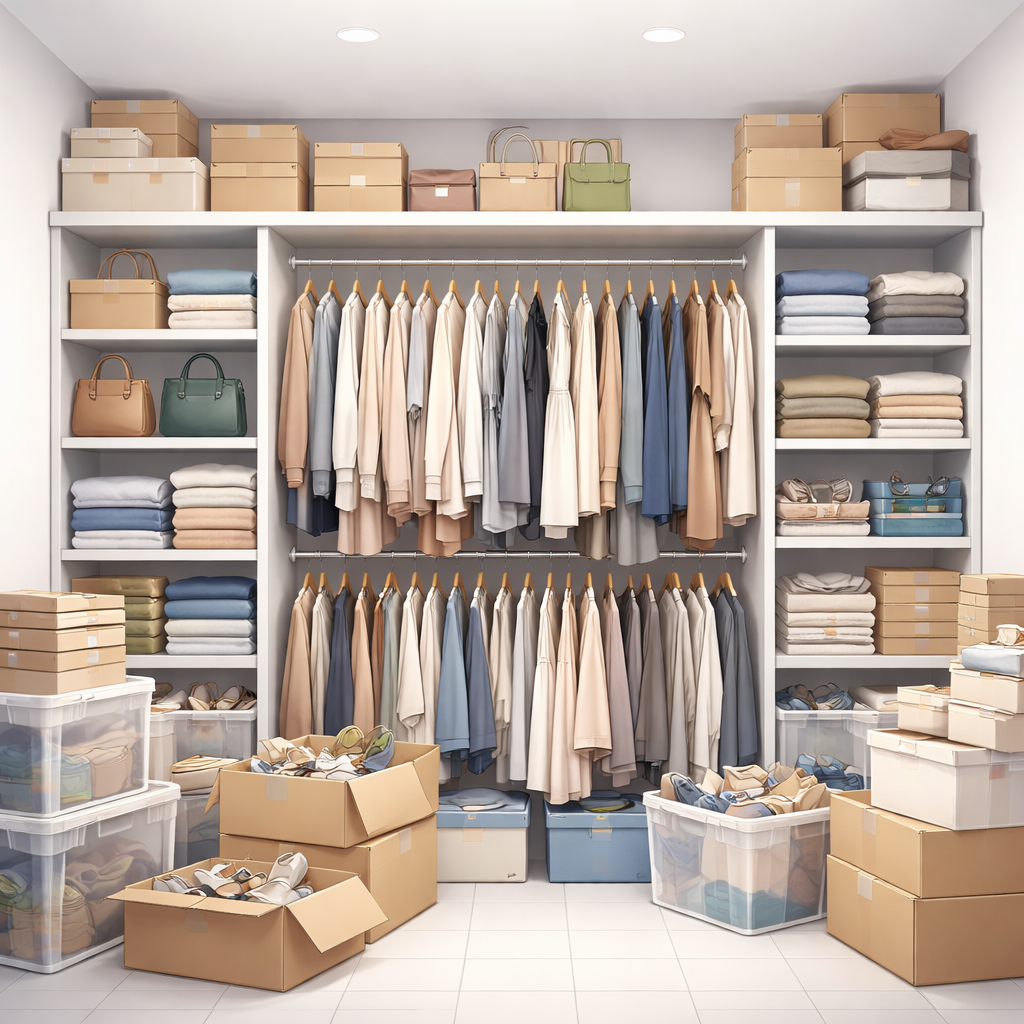 Visual de almacén de moda con sobrestock