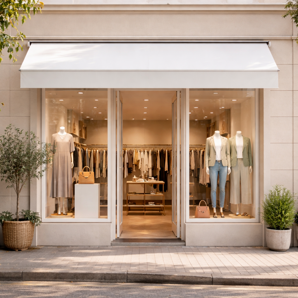 Visual de una boutique en una calle comercial en España